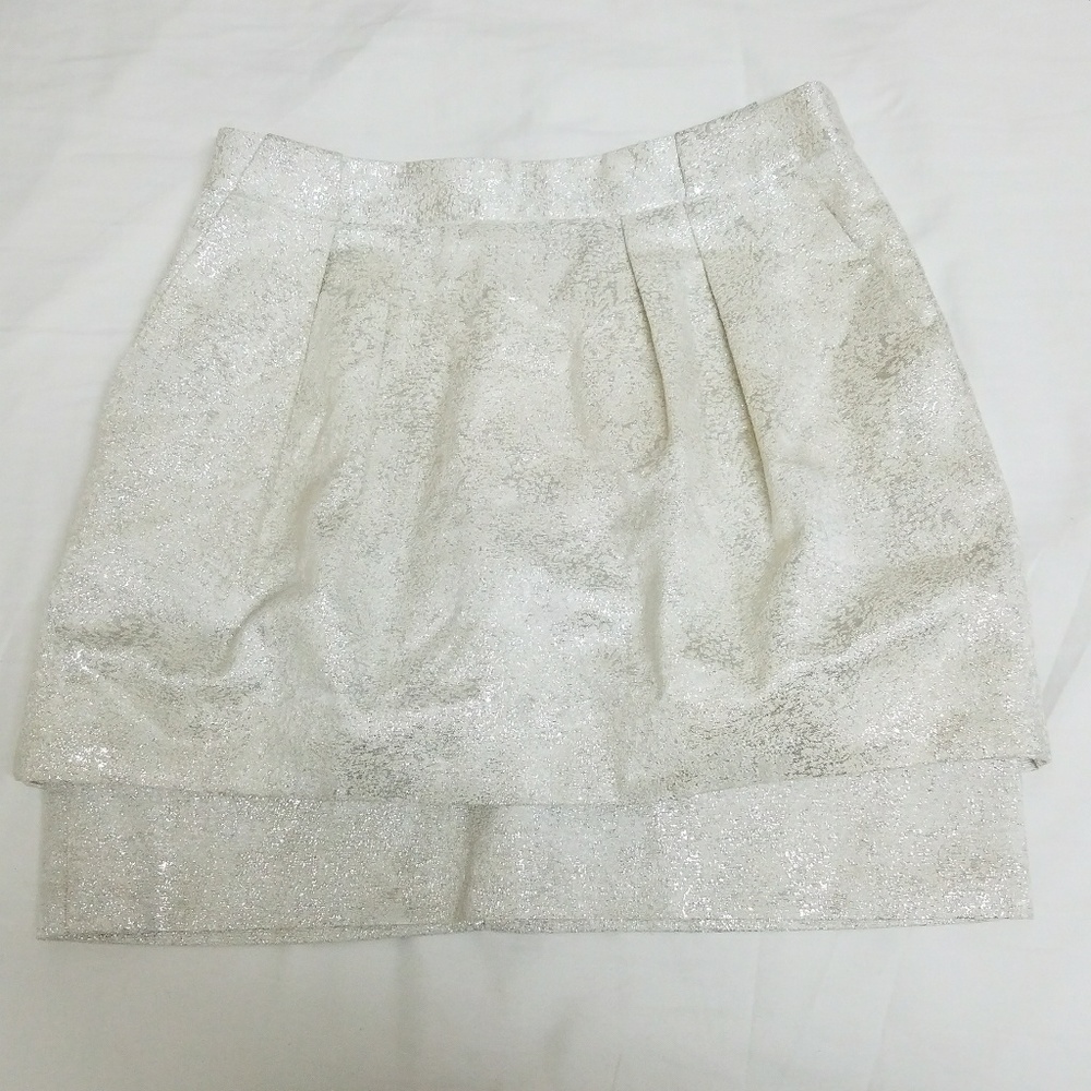 Zara XS formal silver shimmery metallic skirt